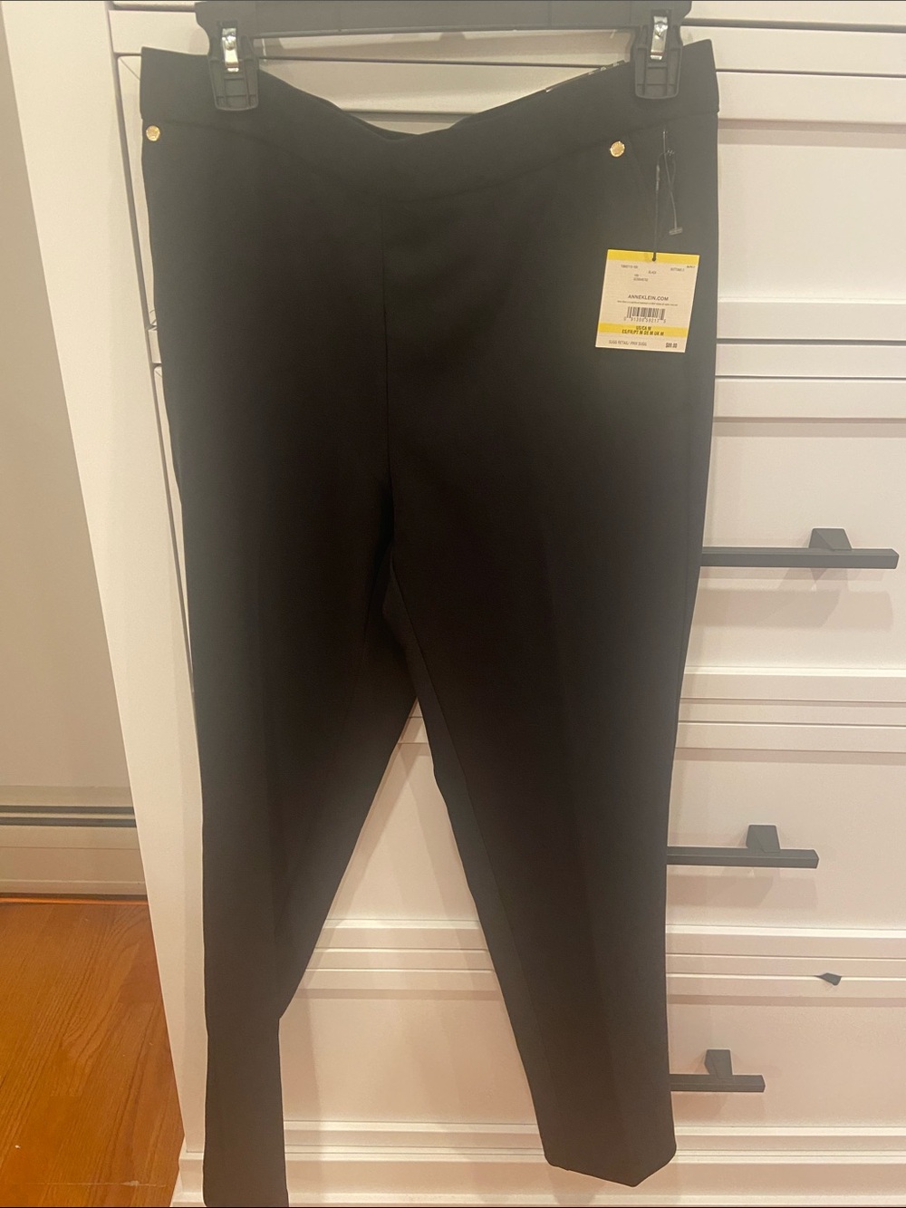 Anne Klein Black Men's Stretch Pull-On Dress Pants with Gold Accents